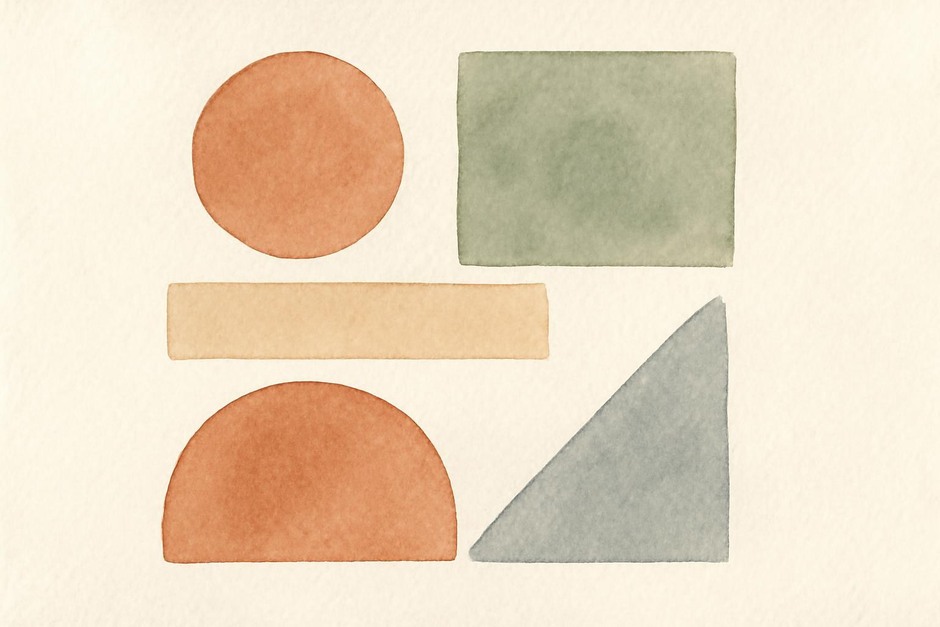 Thumbnails made with a single wash and simple geometric shapes